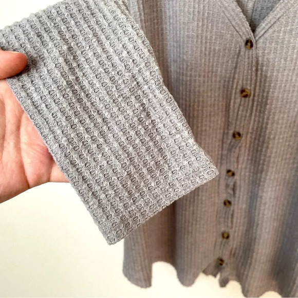 UO Out From Under Waffle  Knit Button Up - Picture 4 of 5